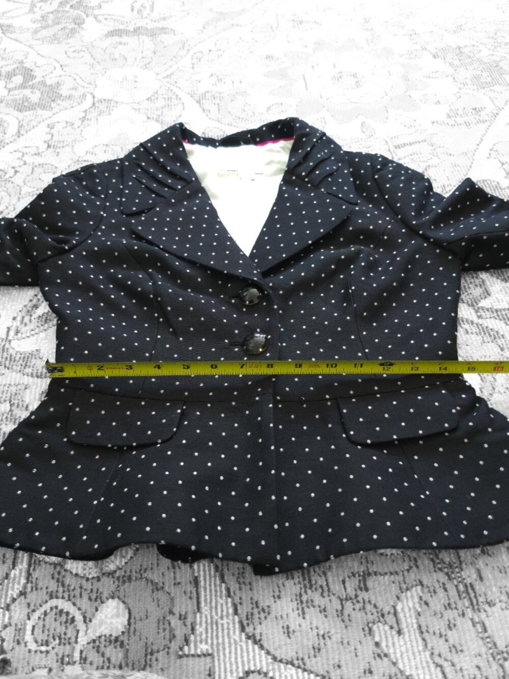 Kate Spade Black & White Polka Dot Peplum Blazer Women's Size Maybe 2 or 4 - Picture 11 of 11